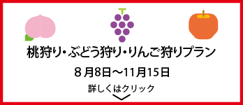 桃狩り・ぶどう狩り・りんご狩りプランのご案内